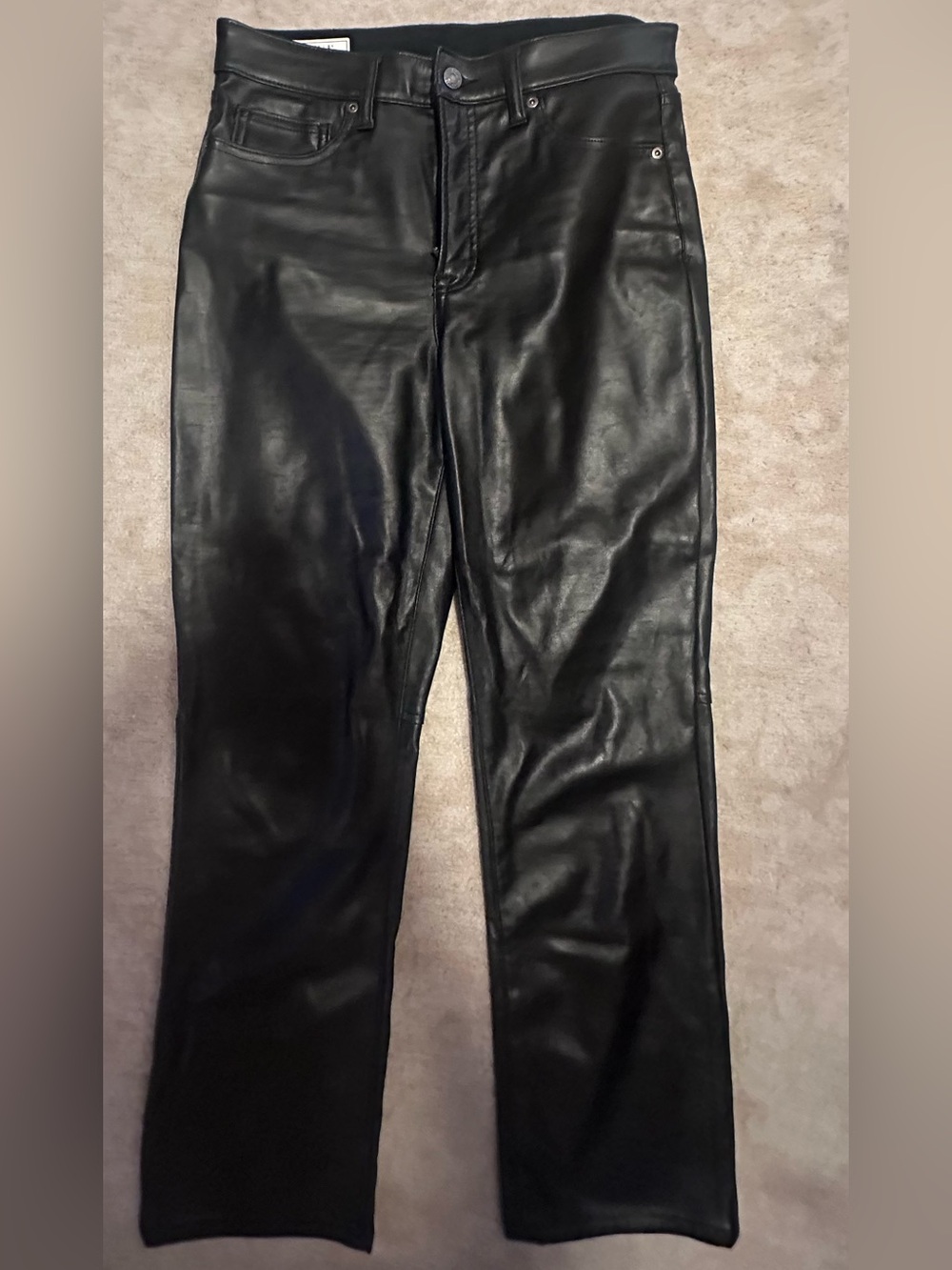 GAP Vintage Slim High Rise Vegan Leather Pants Black Size 29/8 Short
